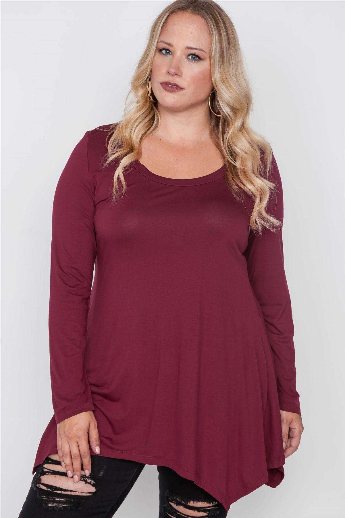 Plus Size Long Sleeve Basic Top