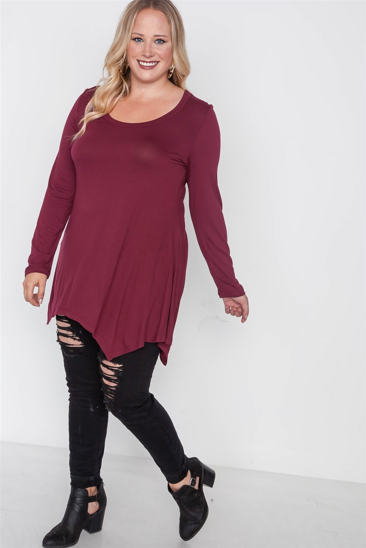Plus Size Long Sleeve Basic Top