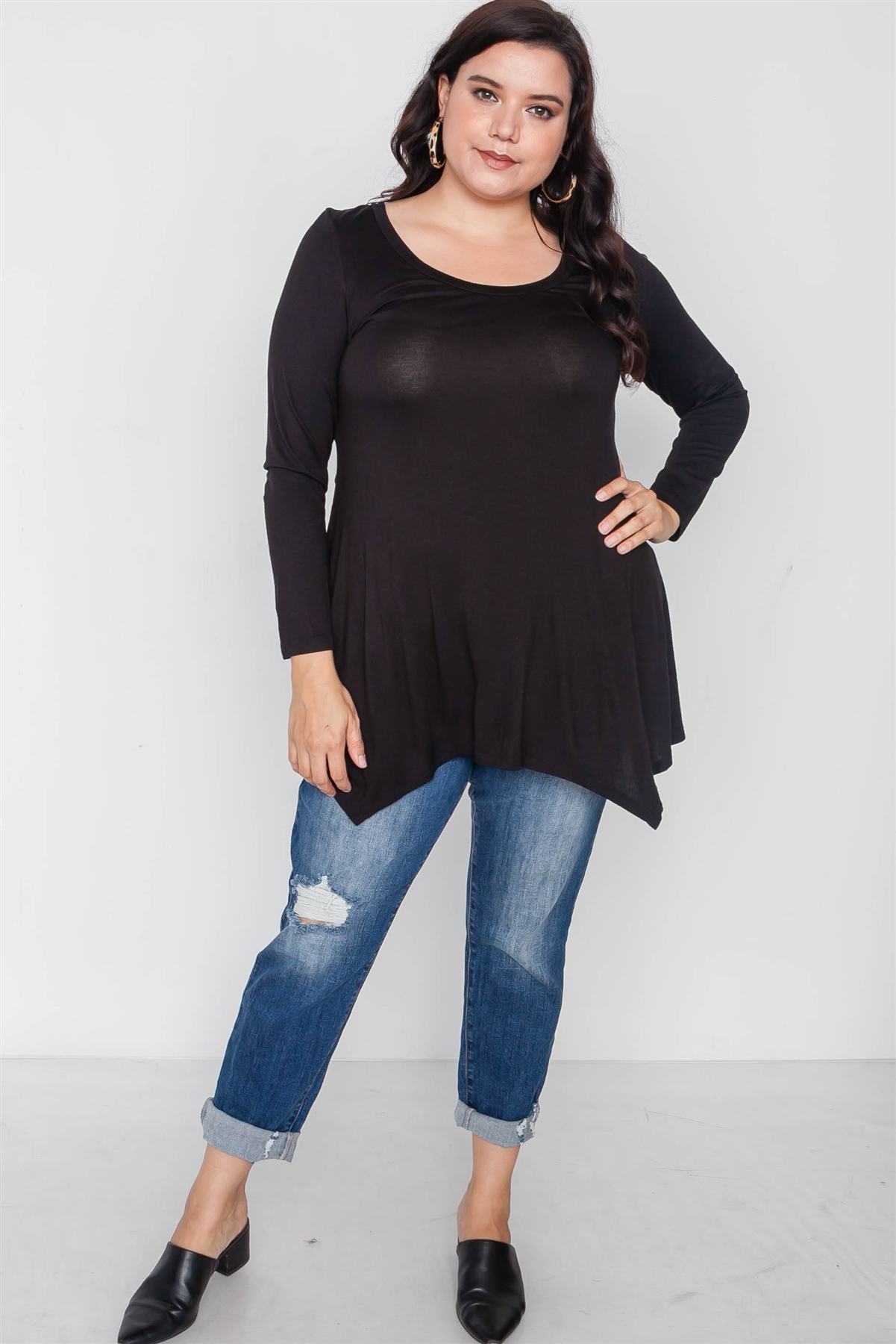 Plus Size Long Sleeve Basic Top