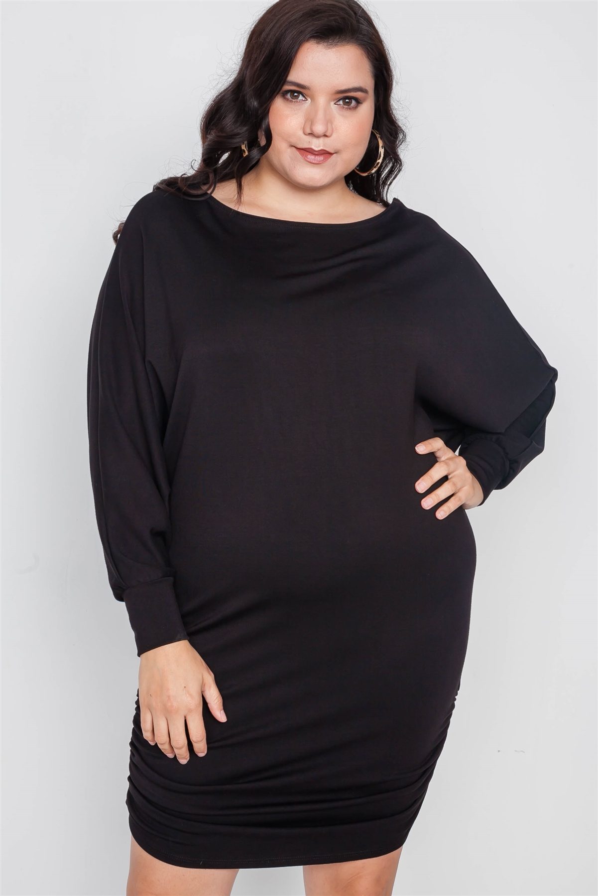 Plus Size Batwing Basic Mini Dress