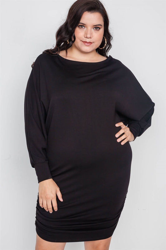 Plus Size Batwing Basic Mini Dress