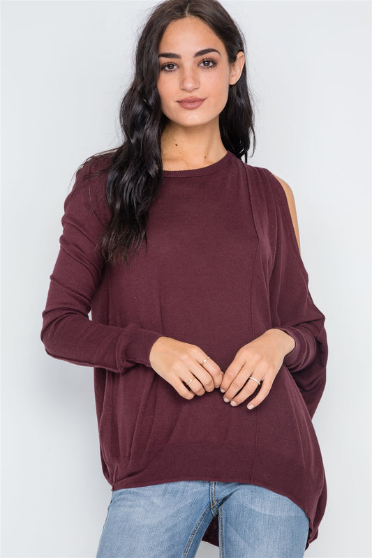 Asymmetrical Hem Seamed Sweater