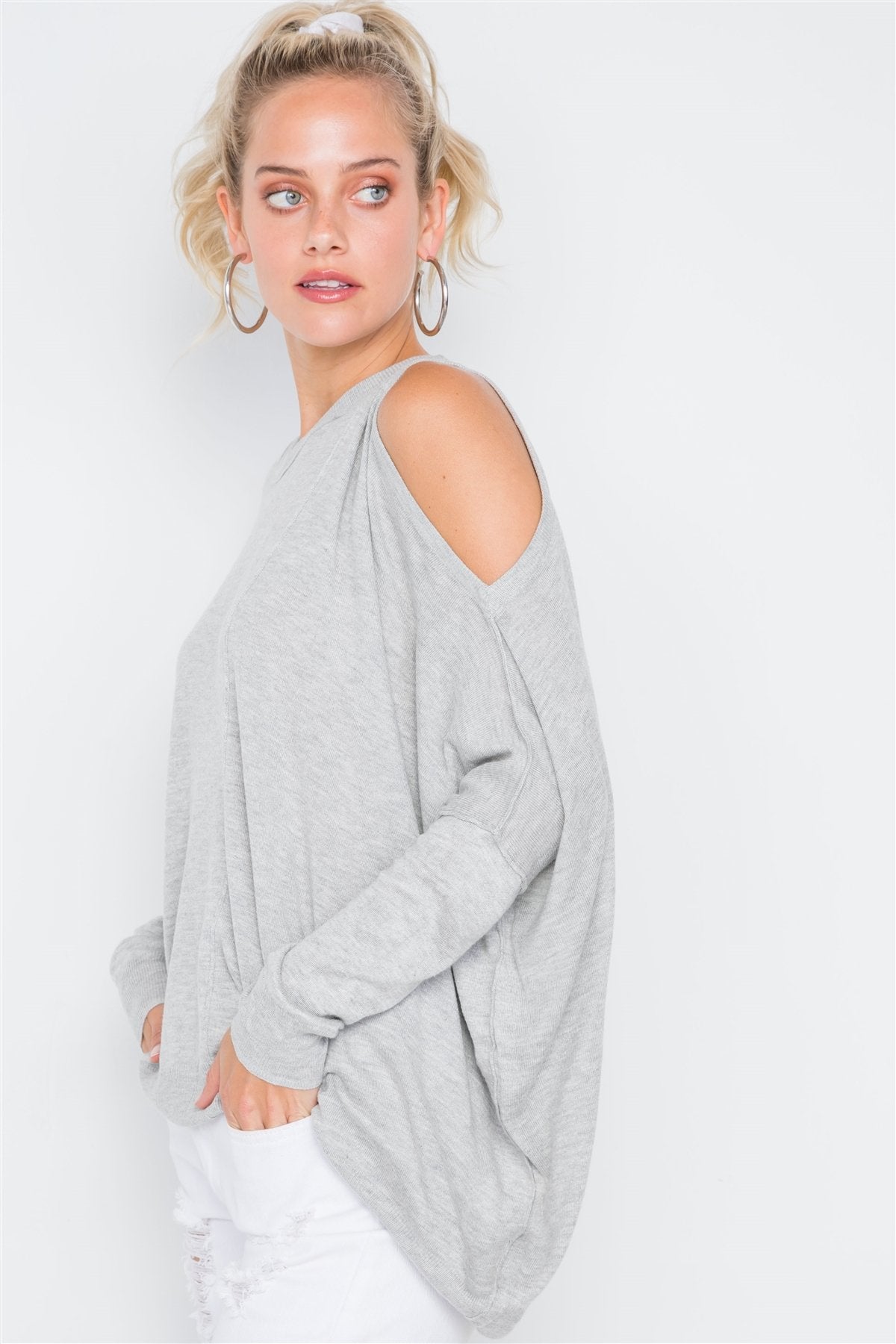 Asymmetrical Hem Seamed Sweater