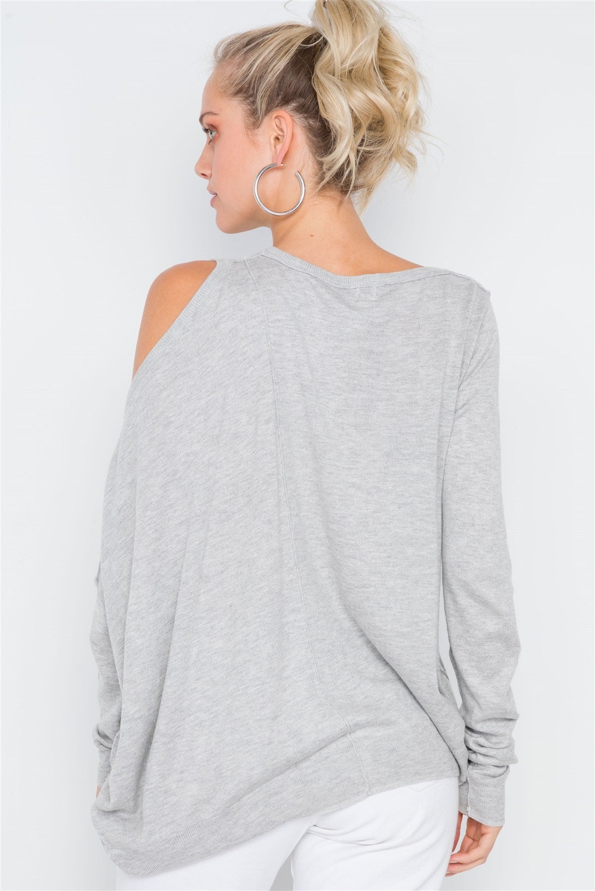 Asymmetrical Hem Seamed Sweater