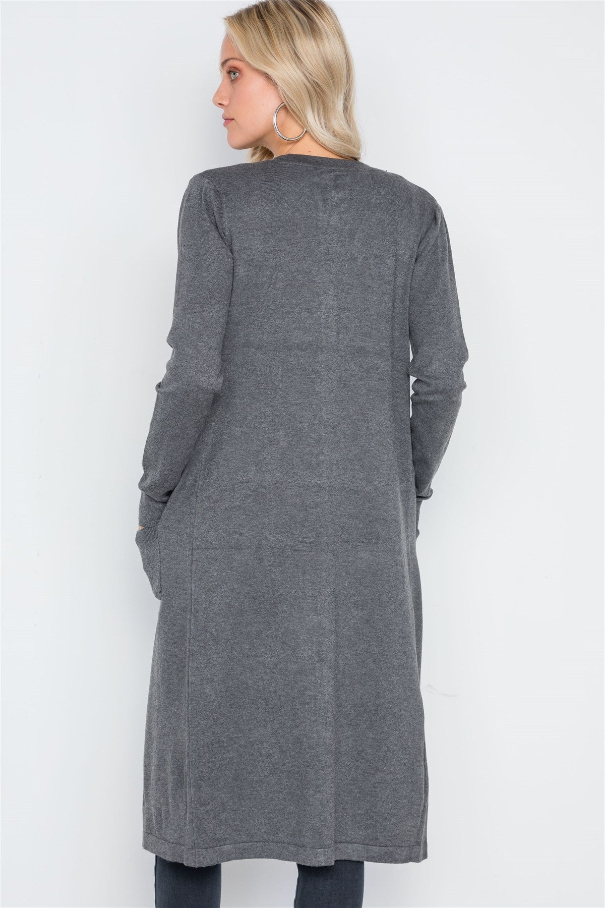 Button Front Long Line Cardigan