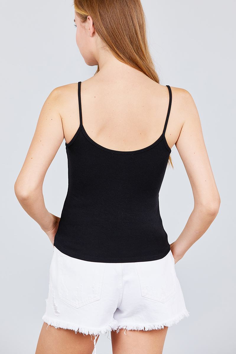 Round Neck W/button Down Rib Cami Top