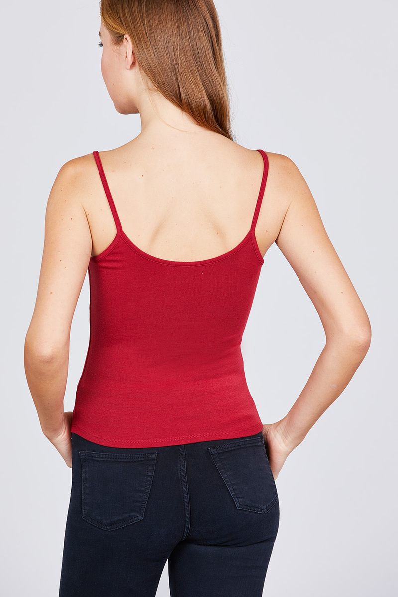 Round Neck W/button Down Rib Cami Top