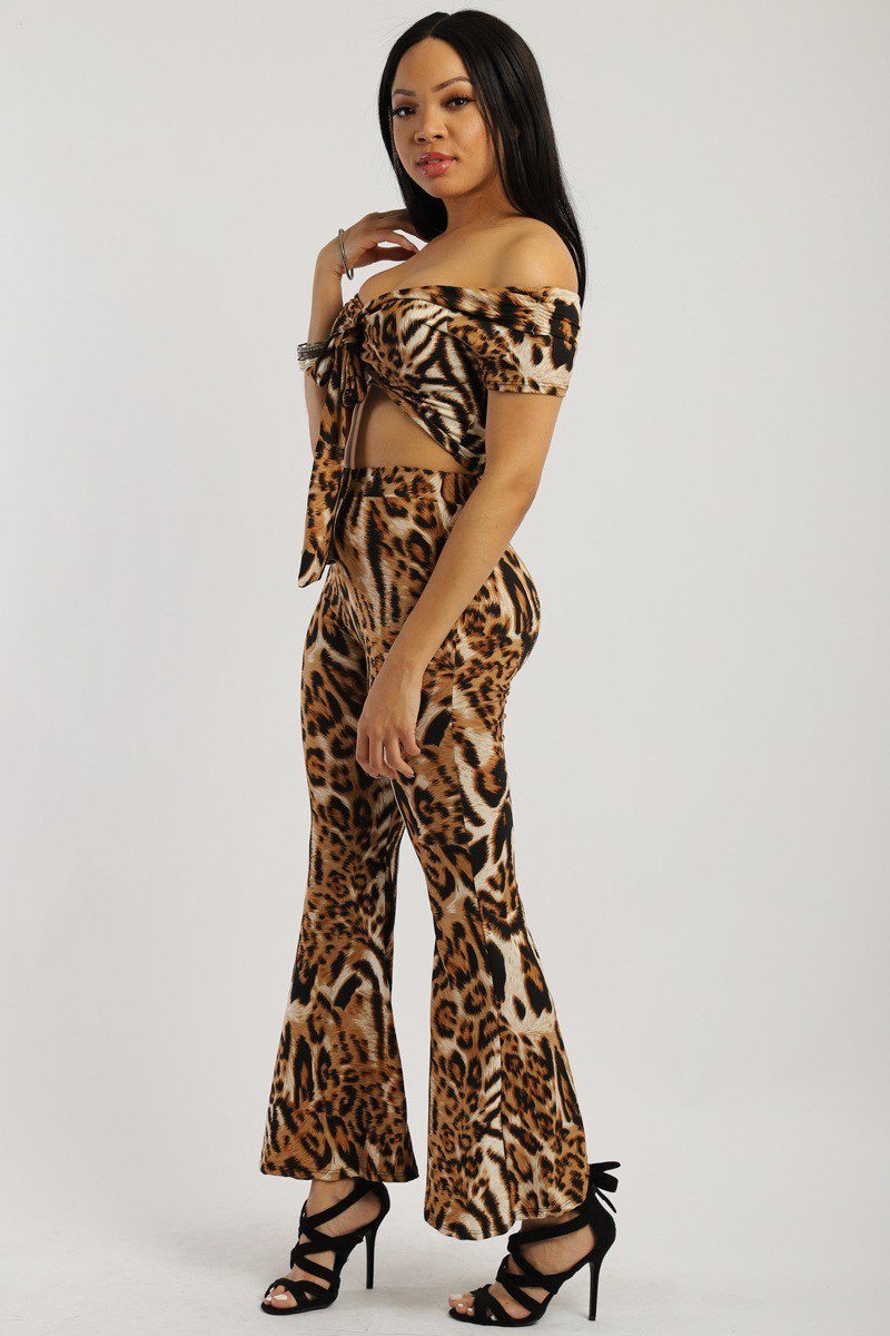 Animal Print, Two-piece Knit Set