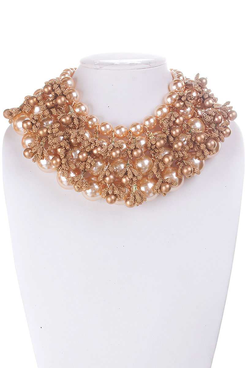 Pearl And Metallic Beads Chunky Necklace