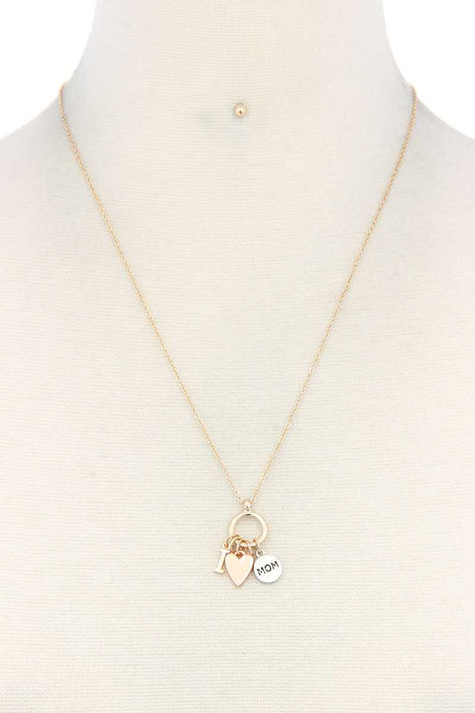 I Heart Mom Charm Necklace