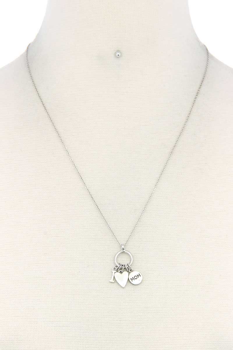 I Heart Mom Charm Necklace