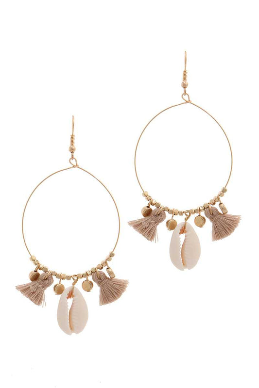 Cowrie Shell Tassel Drop Earring