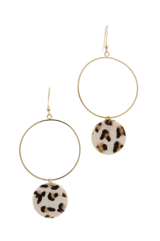 Animal Print Circle Dangle Drop Earring