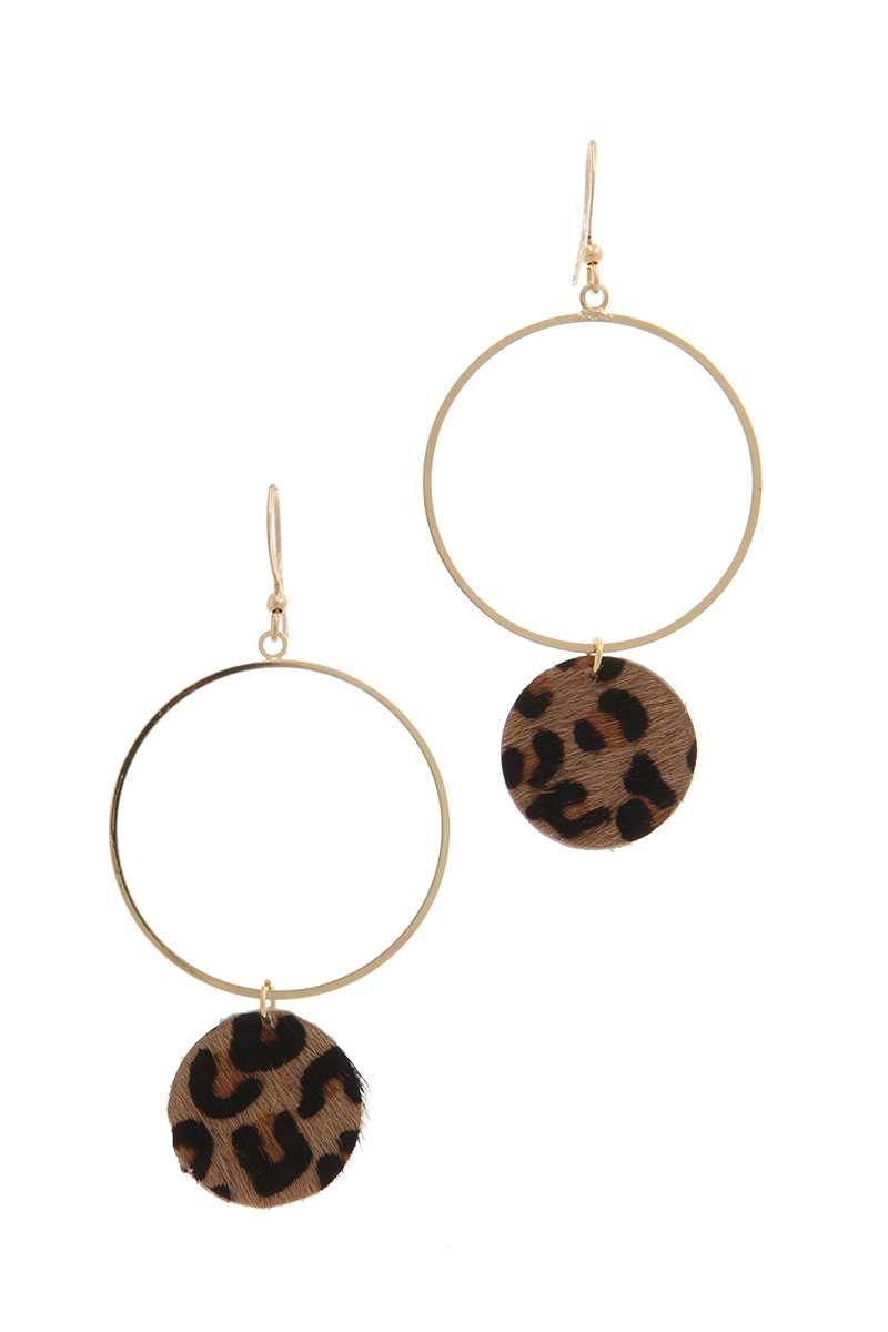 Animal Print Circle Dangle Drop Earring