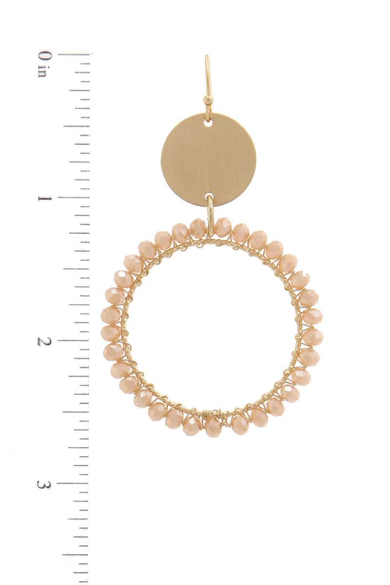 Metal Circle Beaded Ring Post Drop Earring