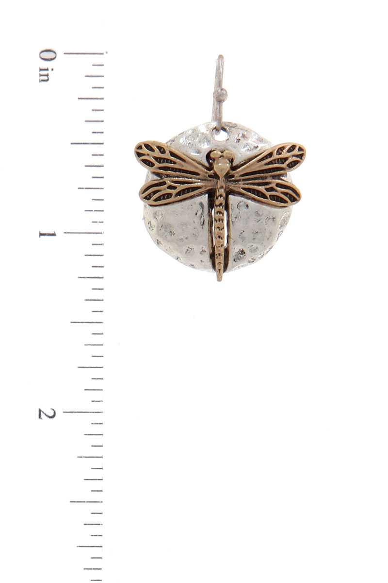 Dragonfly Charm Circle Drop Earring
