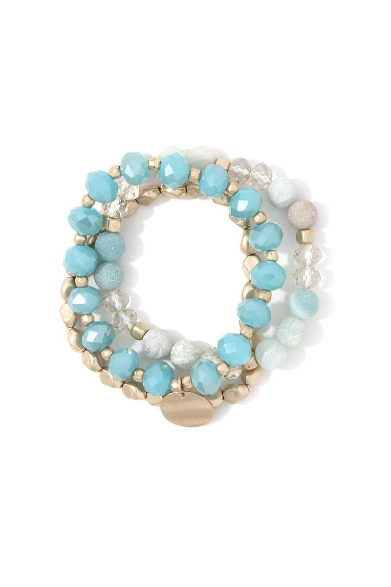 Coin Charm Dangle Beaded Stretch Bracelet Set