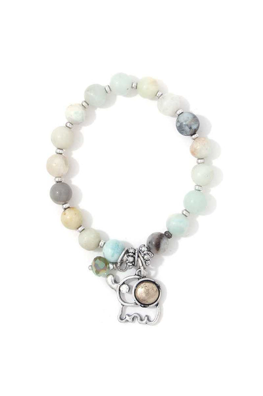 Elephant Charm Beaded Stretch Bracelet