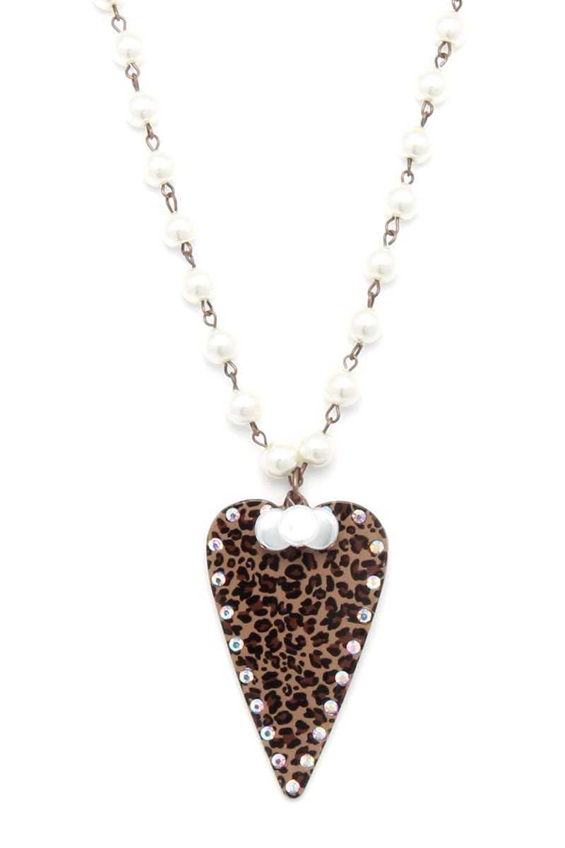 Animal Print Beaded Pendant Necklace