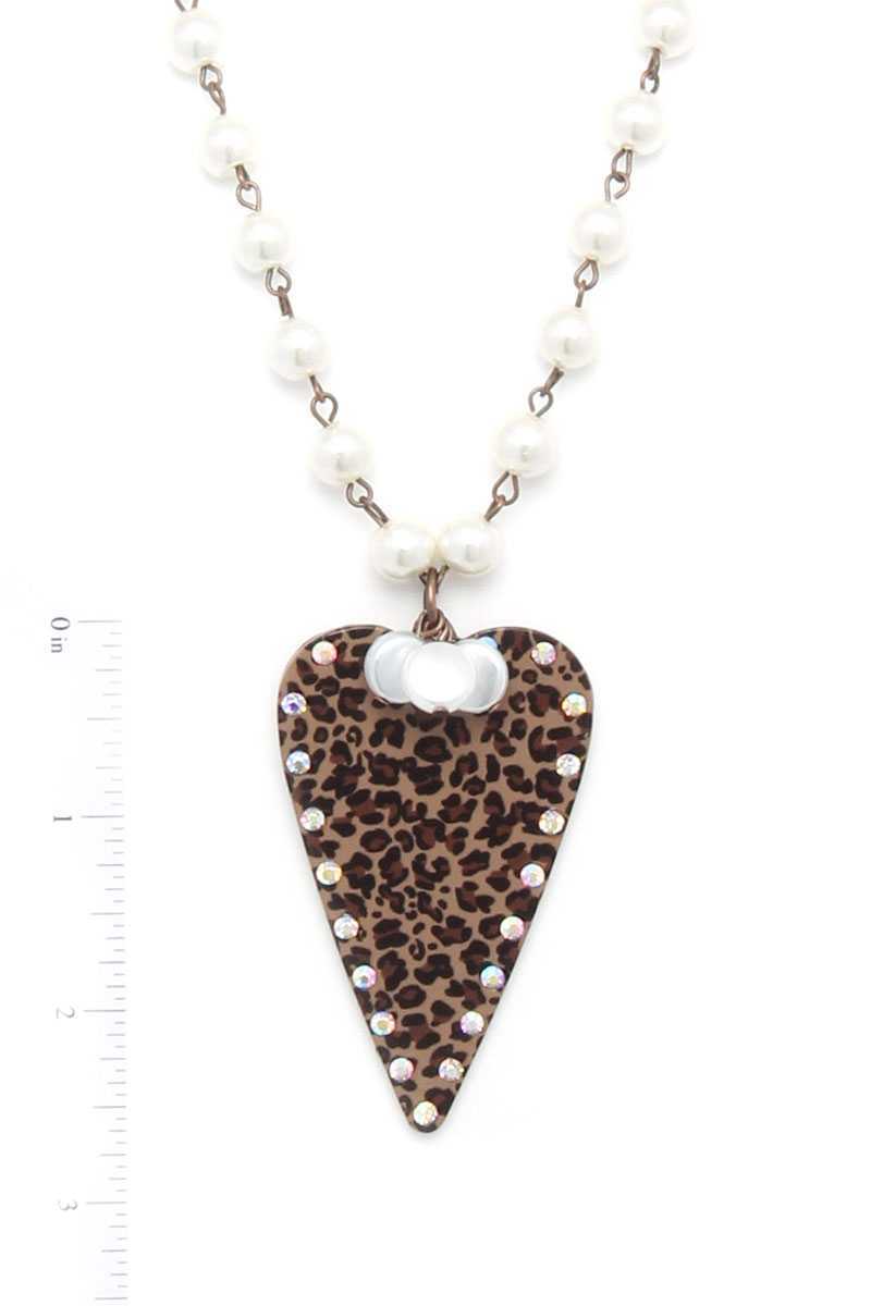 Animal Print Beaded Pendant Necklace