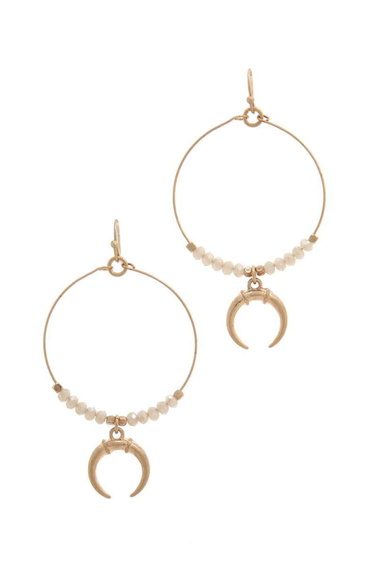 Double Horn Charm Beaded Drop Earring