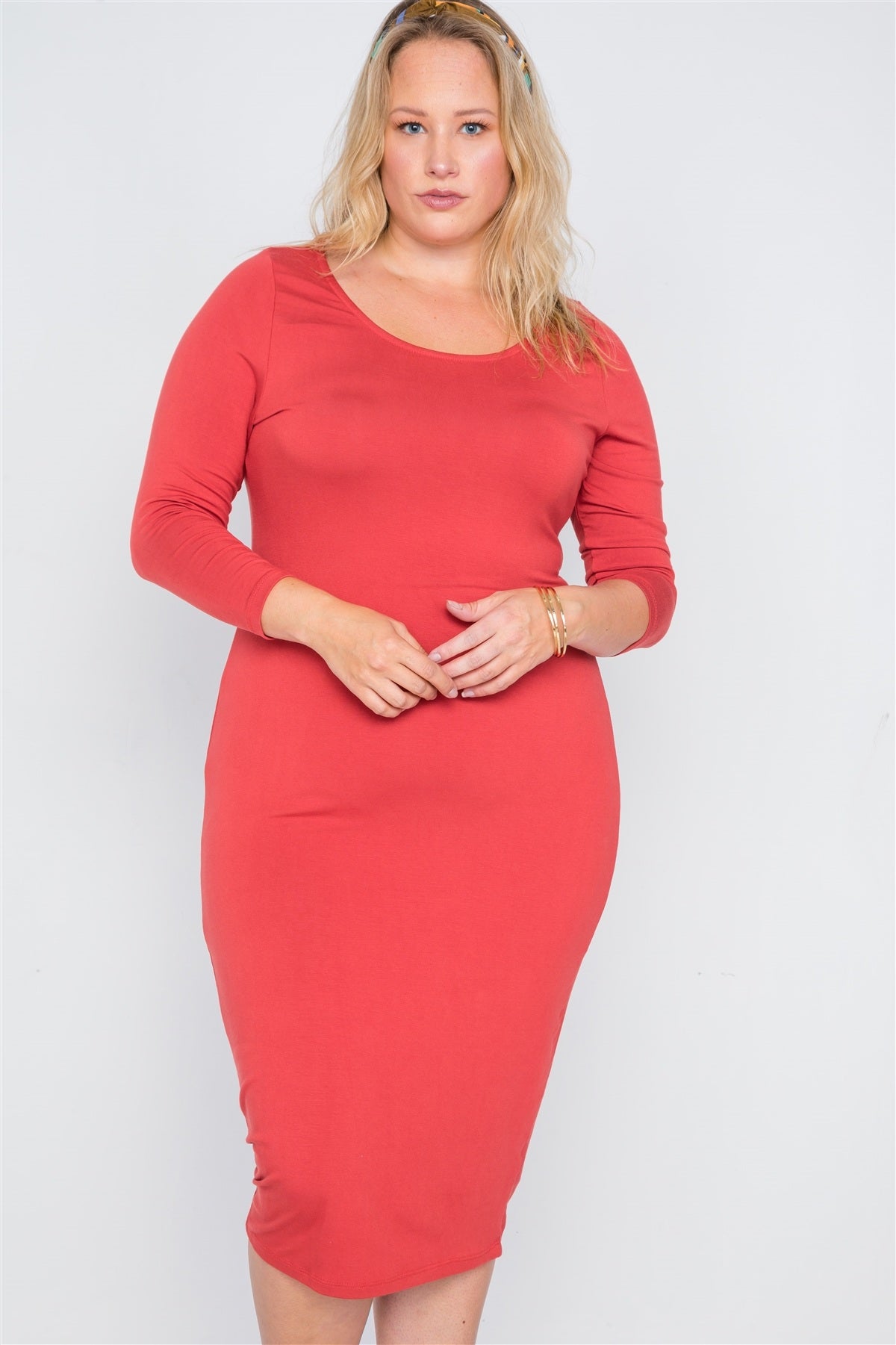 Plus Size Basic Bodycon Midi Dress