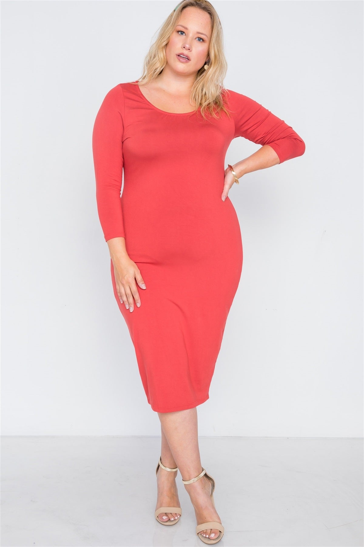 Plus Size Basic Bodycon Midi Dress