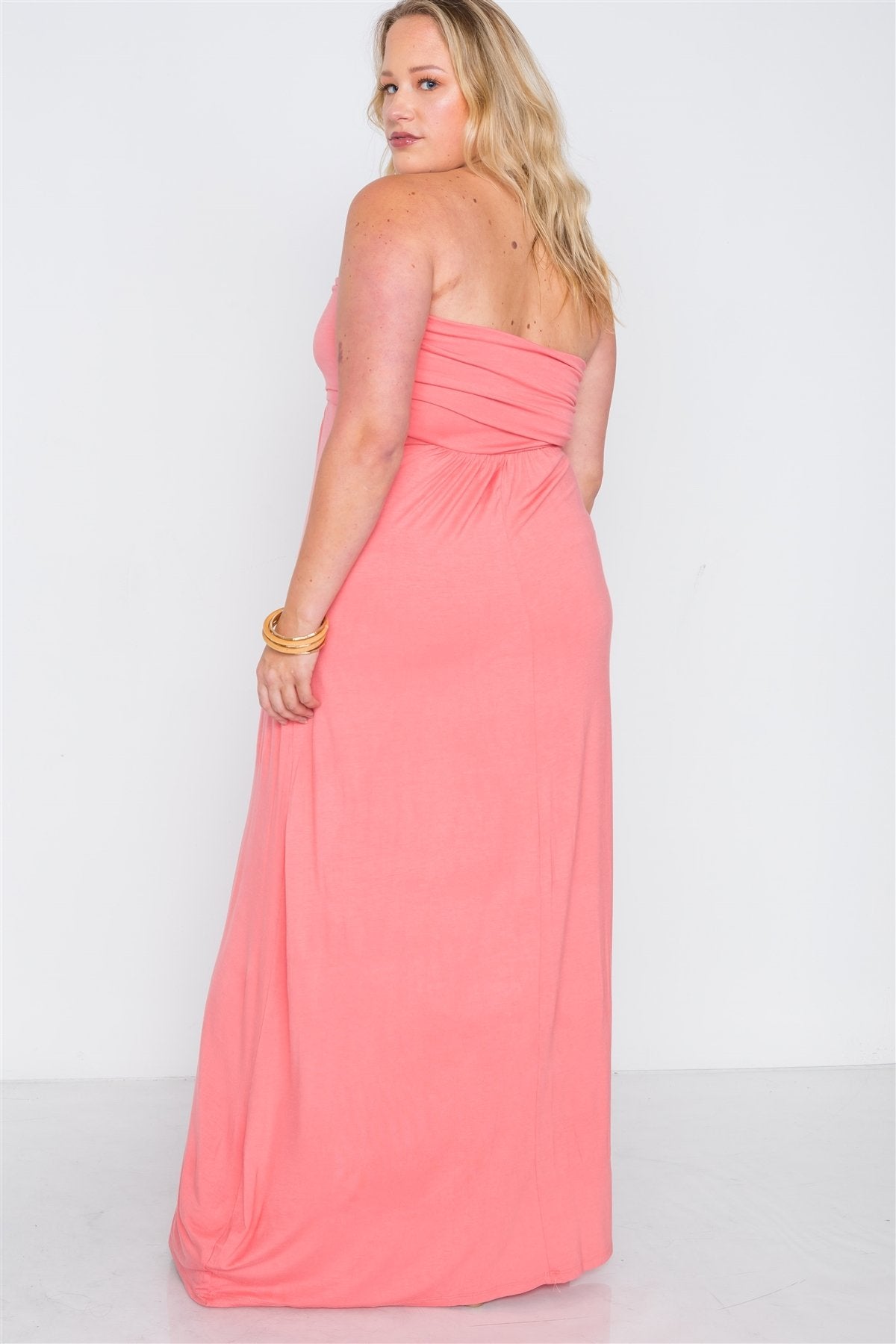 Plus Size Solid Strapless Maxi Tube Dress