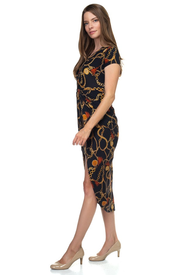 Baroque Print Maxi Dress