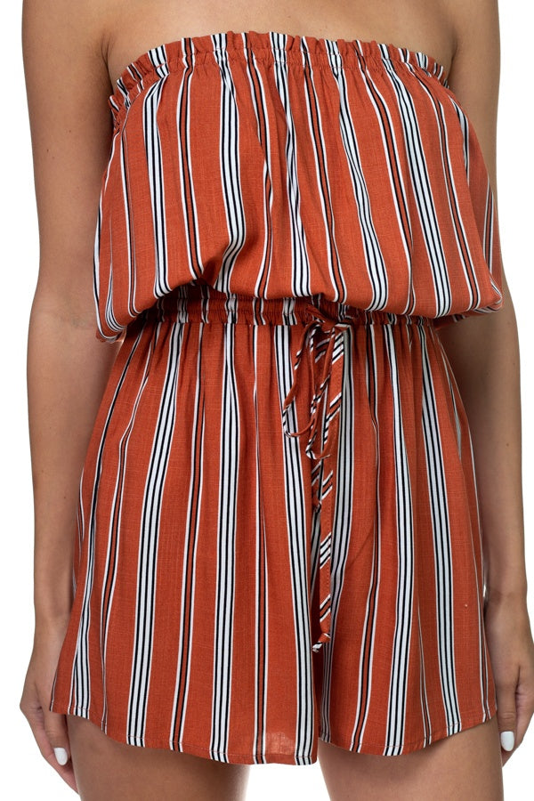 Tube Top Stripe Romper