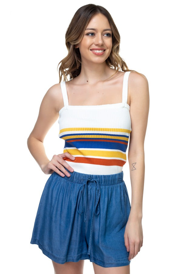 Stripe Sweater Cropped Top