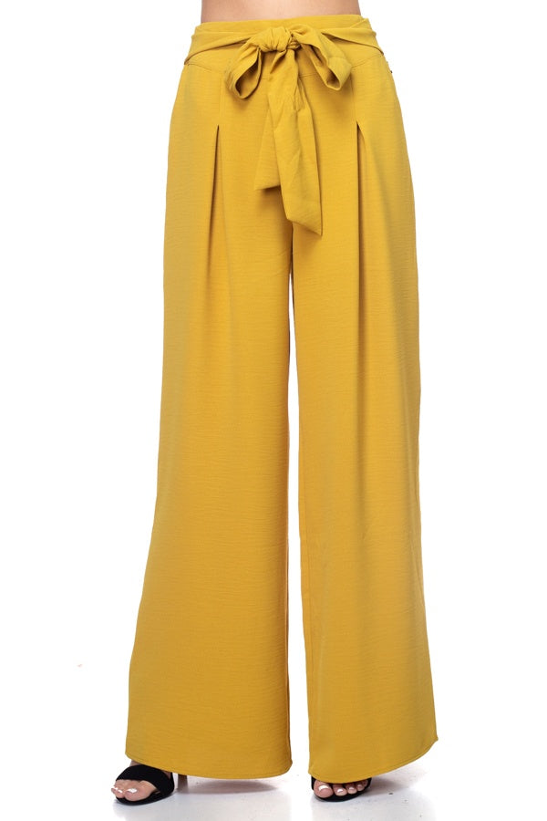Belted Pleated Palazzo Pants