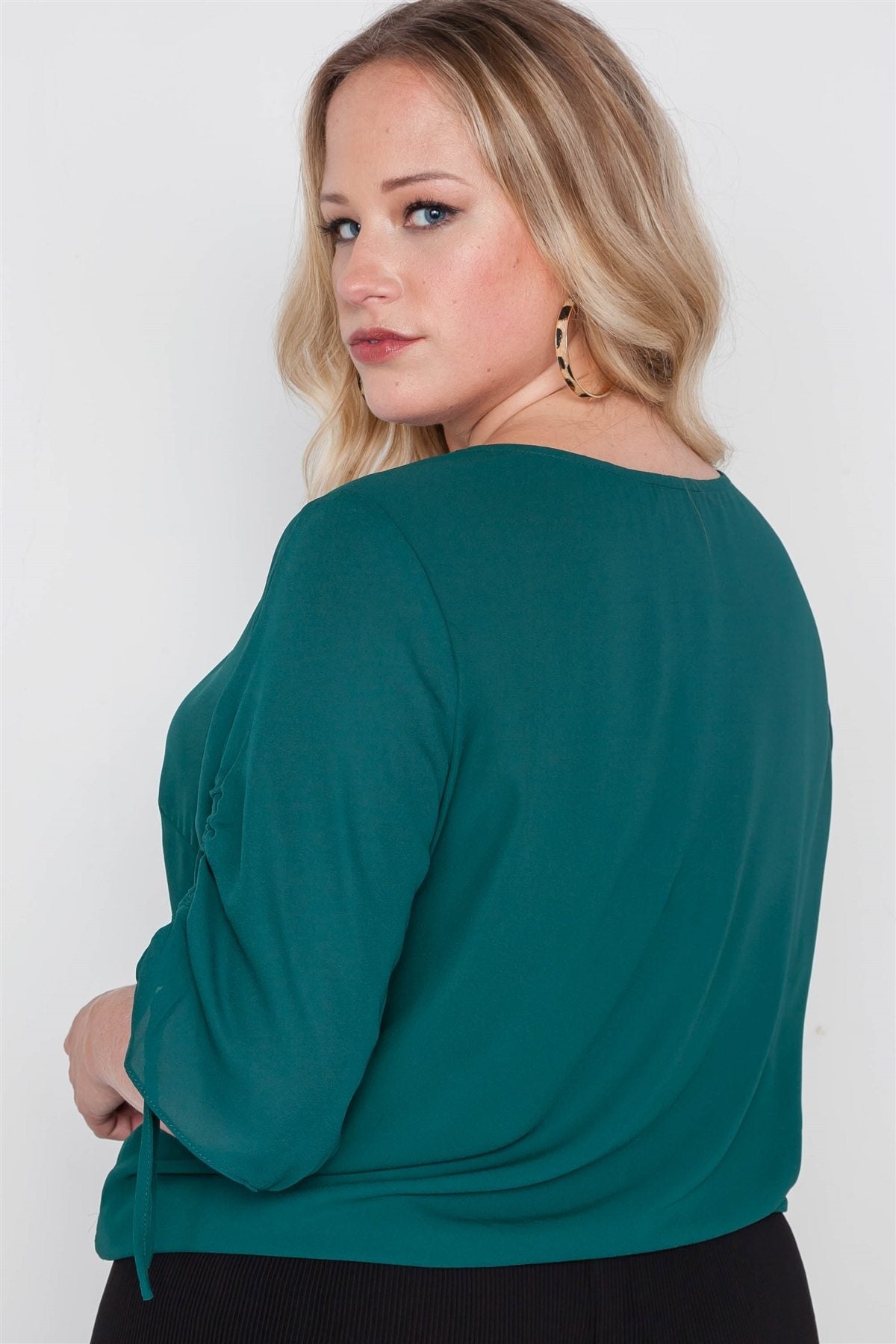Plus Size Chiffon V-neck Solid Top