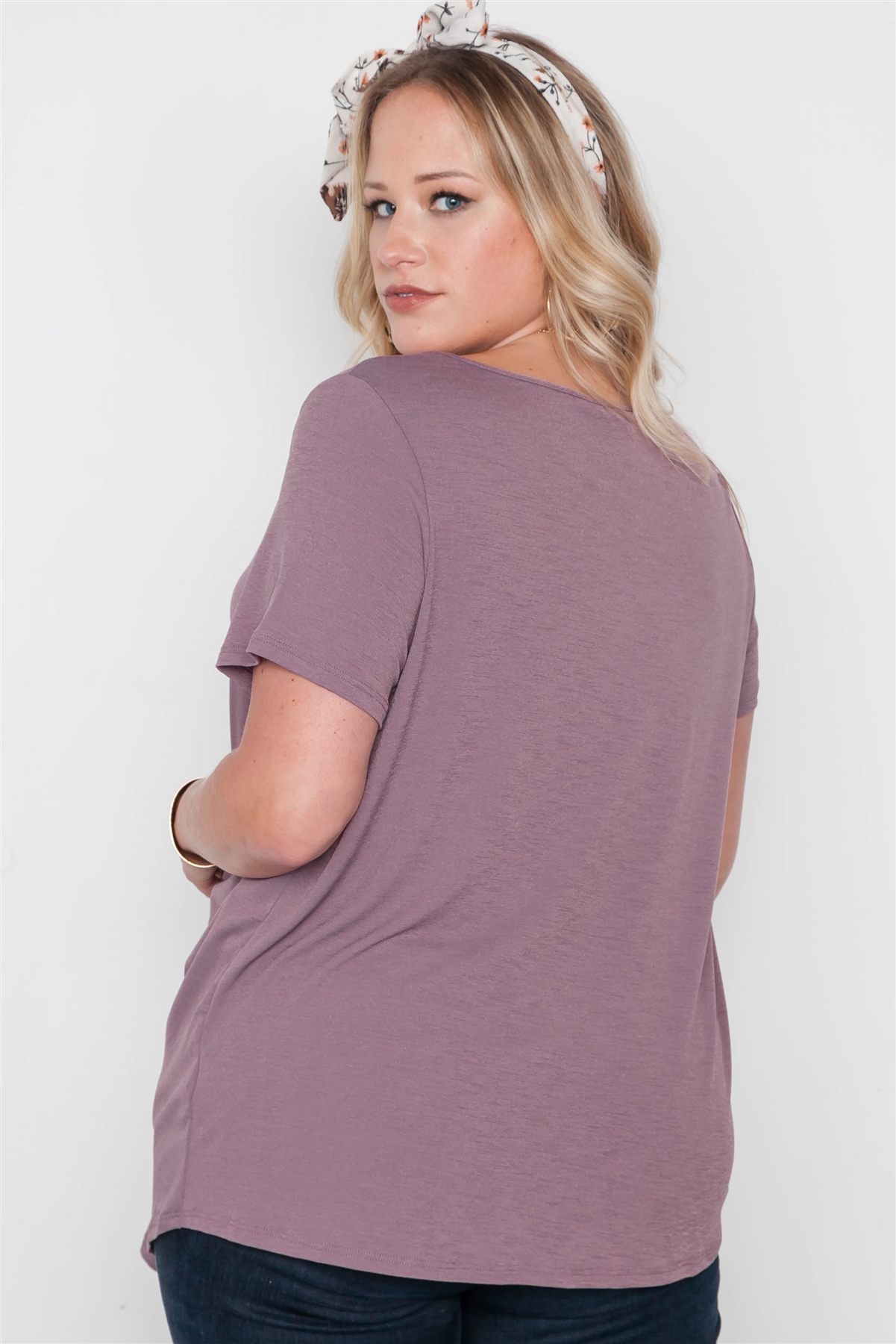 Plus Size Short Sleeve Twist Front Top