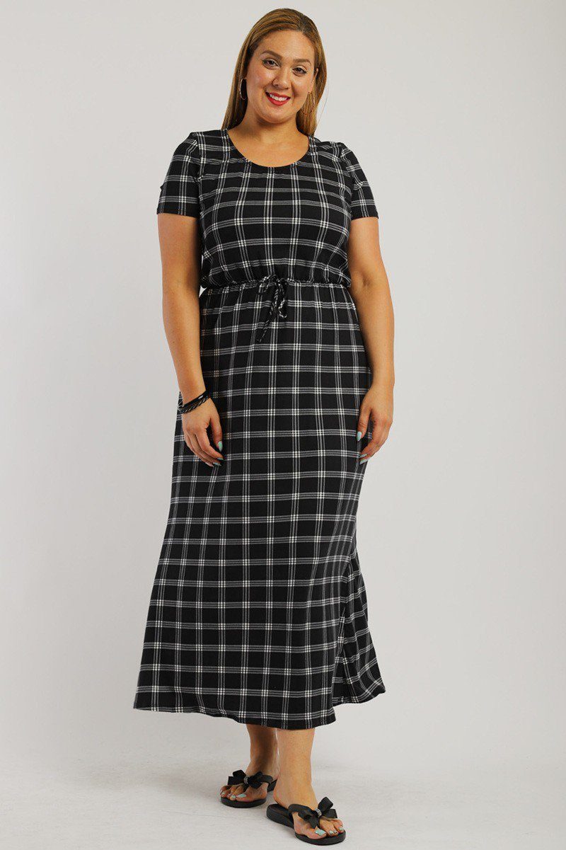 Plaid, Ankle Length Maxi Dress