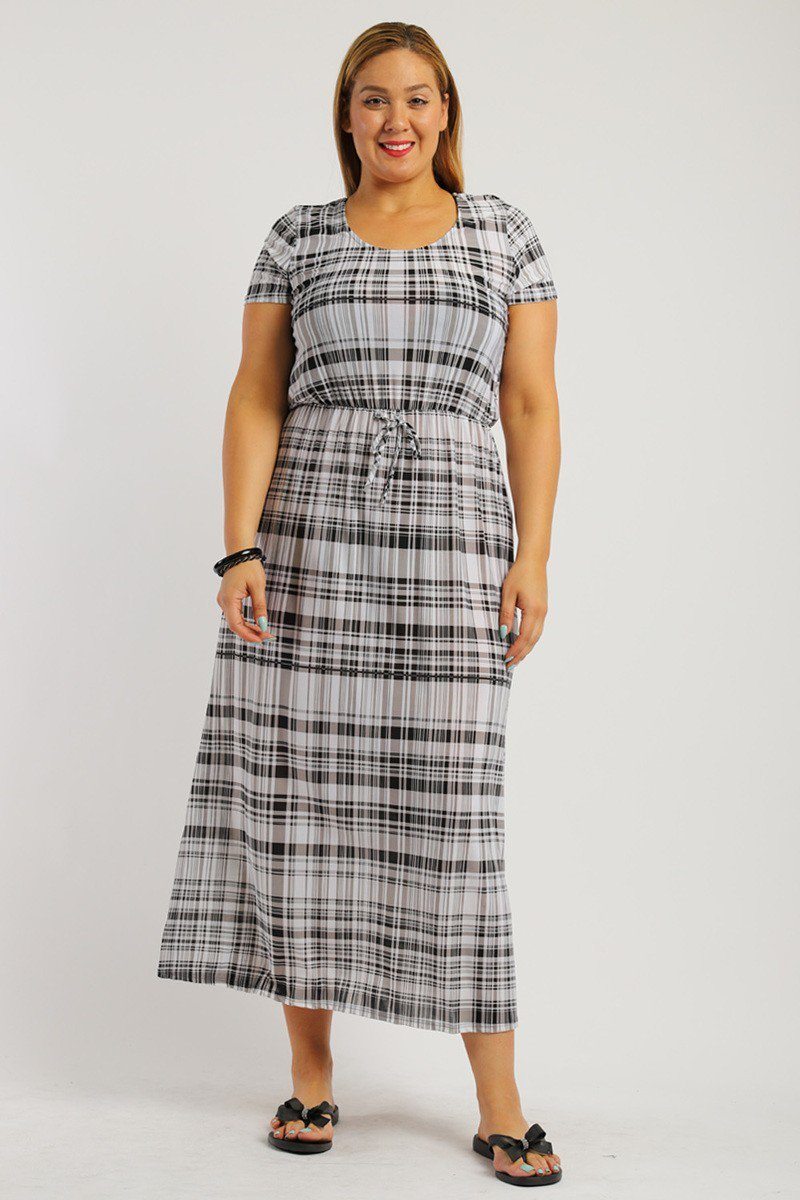Plaid, Ankle Length Maxi Dress