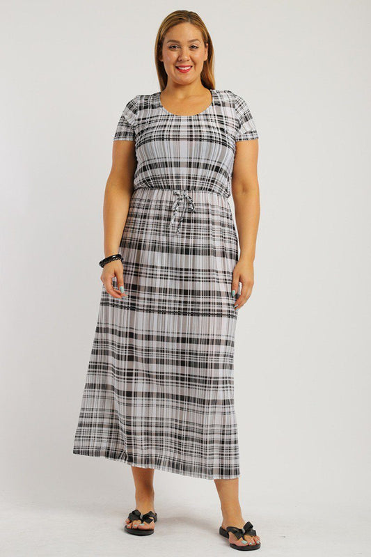 Plaid, Ankle Length Maxi Dress