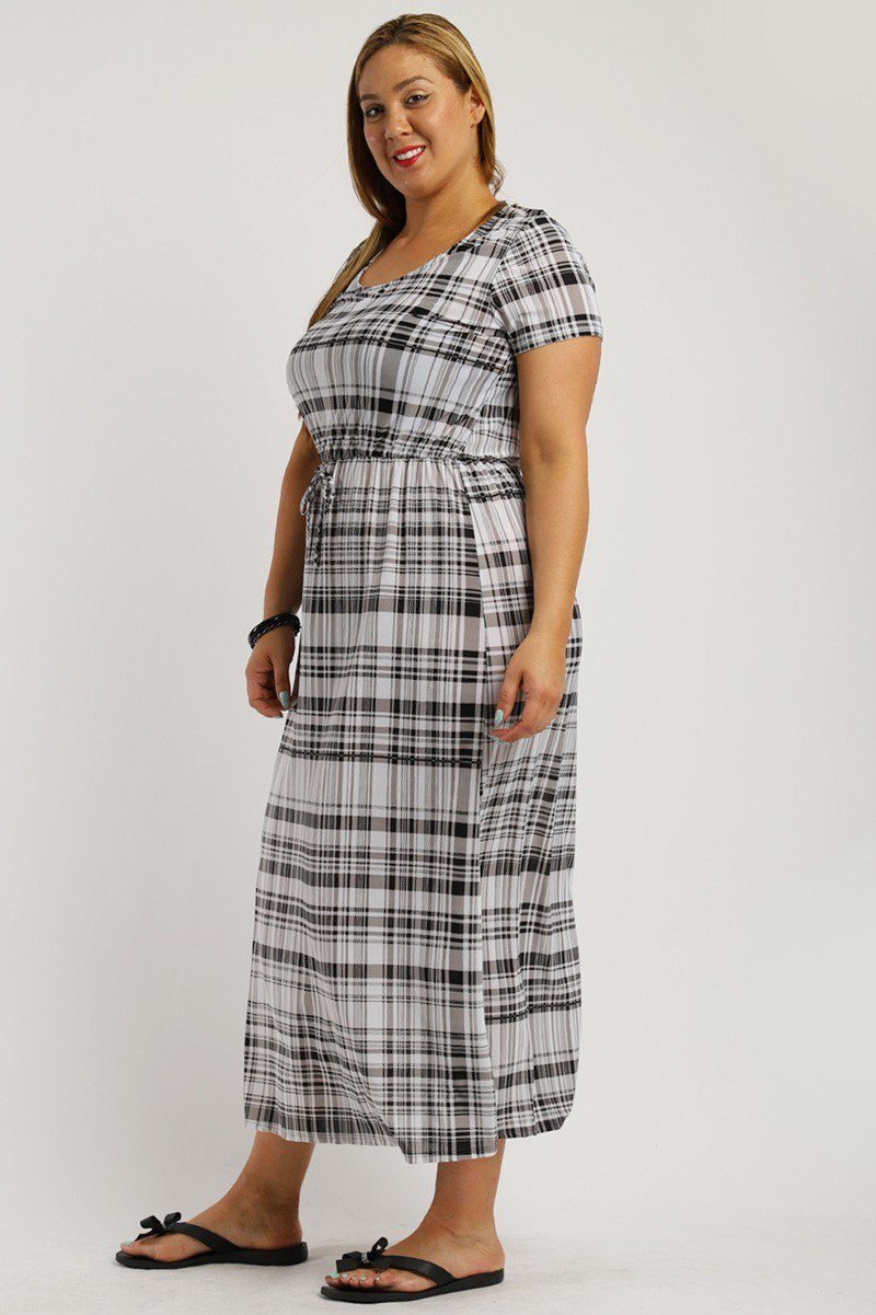 Plaid, Ankle Length Maxi Dress