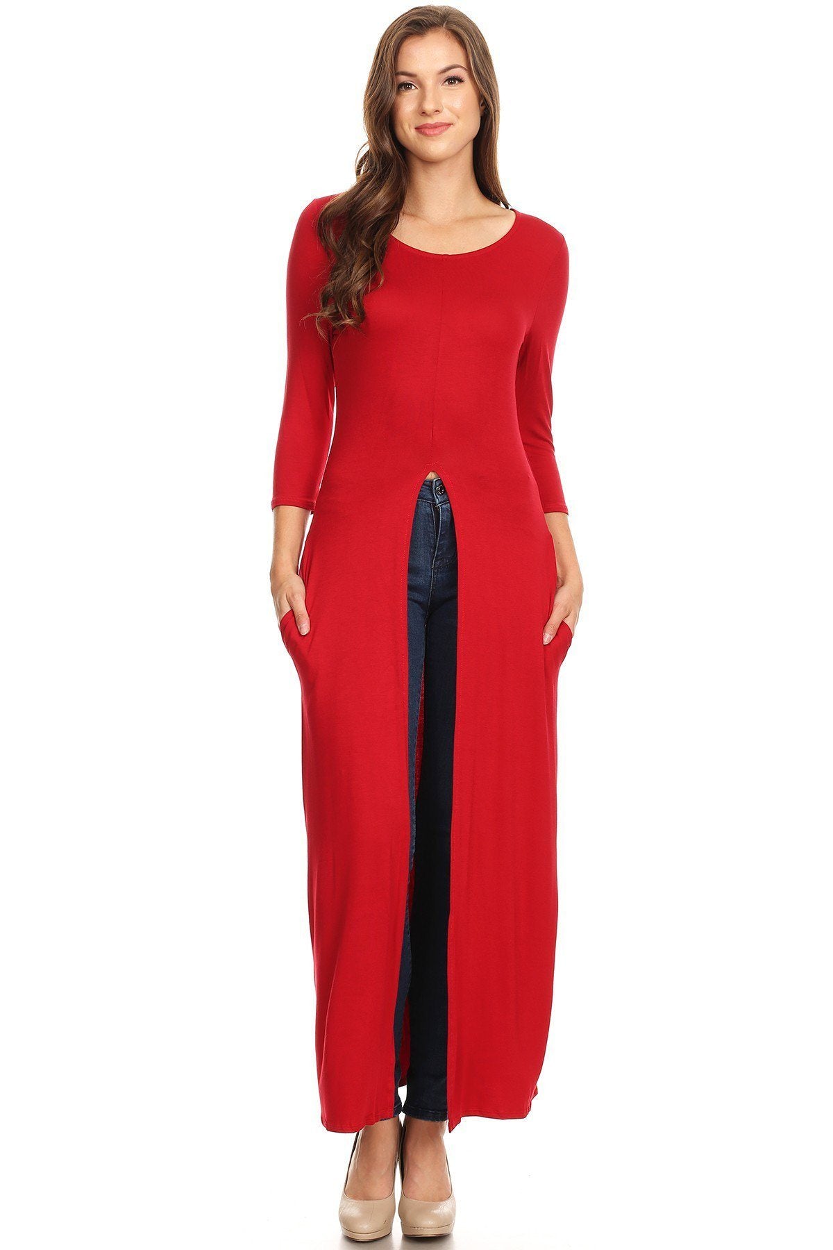 Solid Long Body Tunic Top
