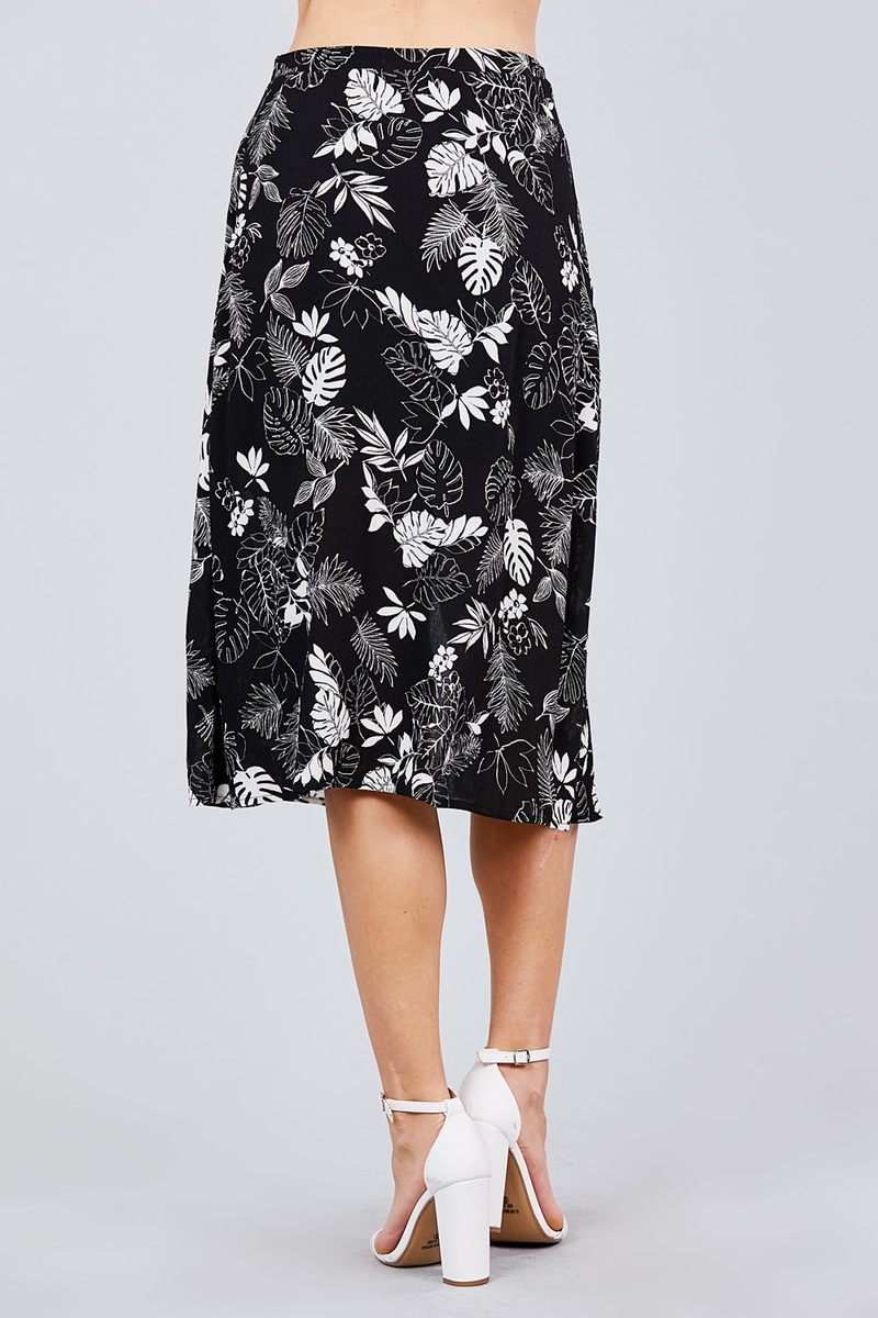 Tulip Sleeve Off The Shoulder Button Down Crop Top And Button Down Midi Skirt Set