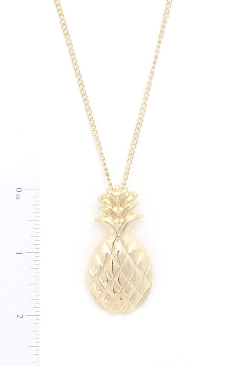 Hammered Pineapple Pendant Multi Cord Necklace And Earring Set