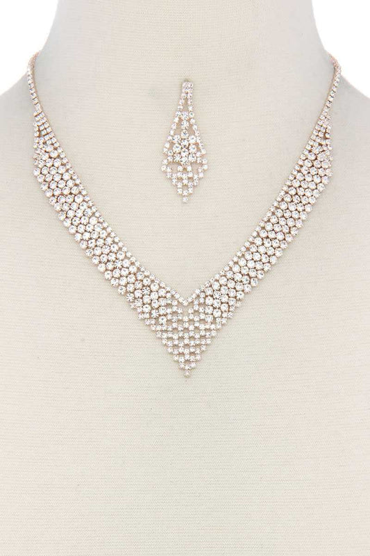 V Shape Rhinestone Necklace