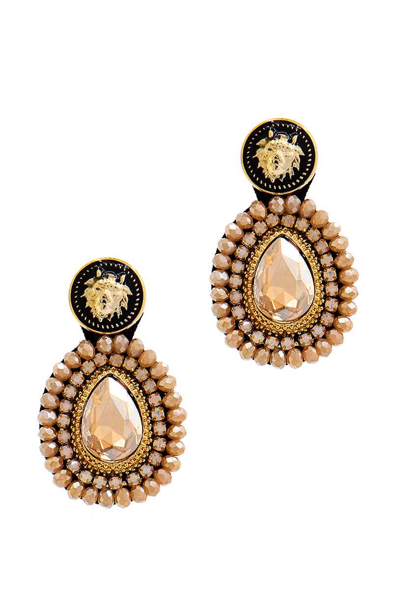 Modern Tear Drop Rhinestone And Bead Earring
