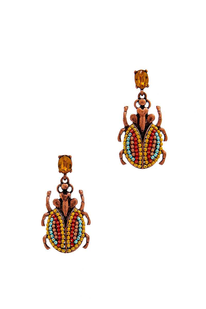 Fashion Beaded Bug Shape Drop Earring
