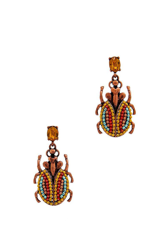 Fashion Beaded Bug Shape Drop Earring