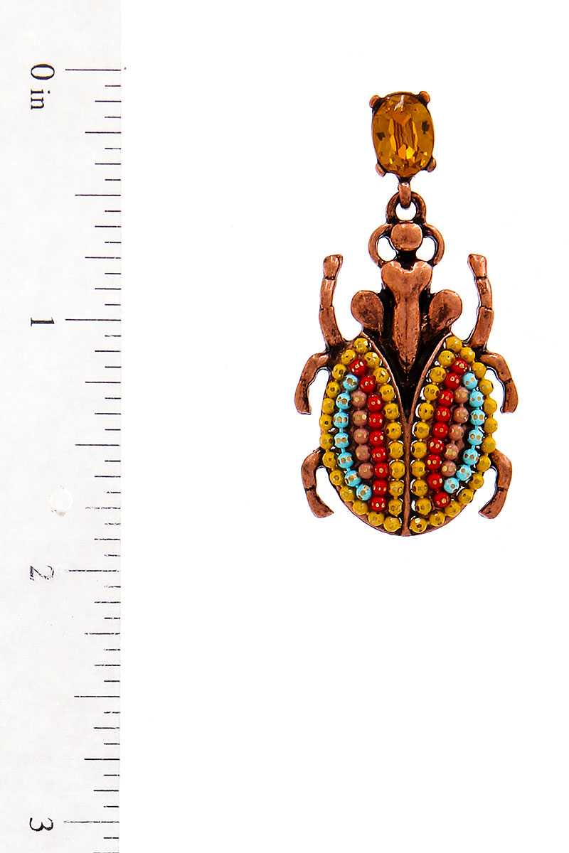 Fashion Beaded Bug Shape Drop Earring