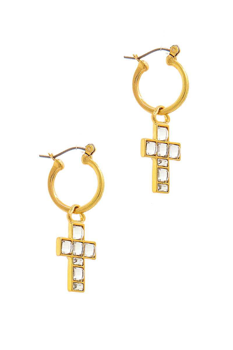 Fashion Multi Rhinestone Cross Drop Earring