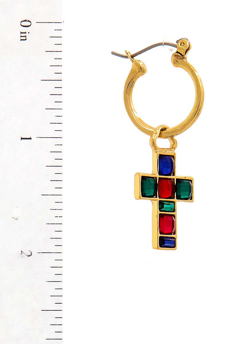 Fashion Multi Rhinestone Cross Drop Earring
