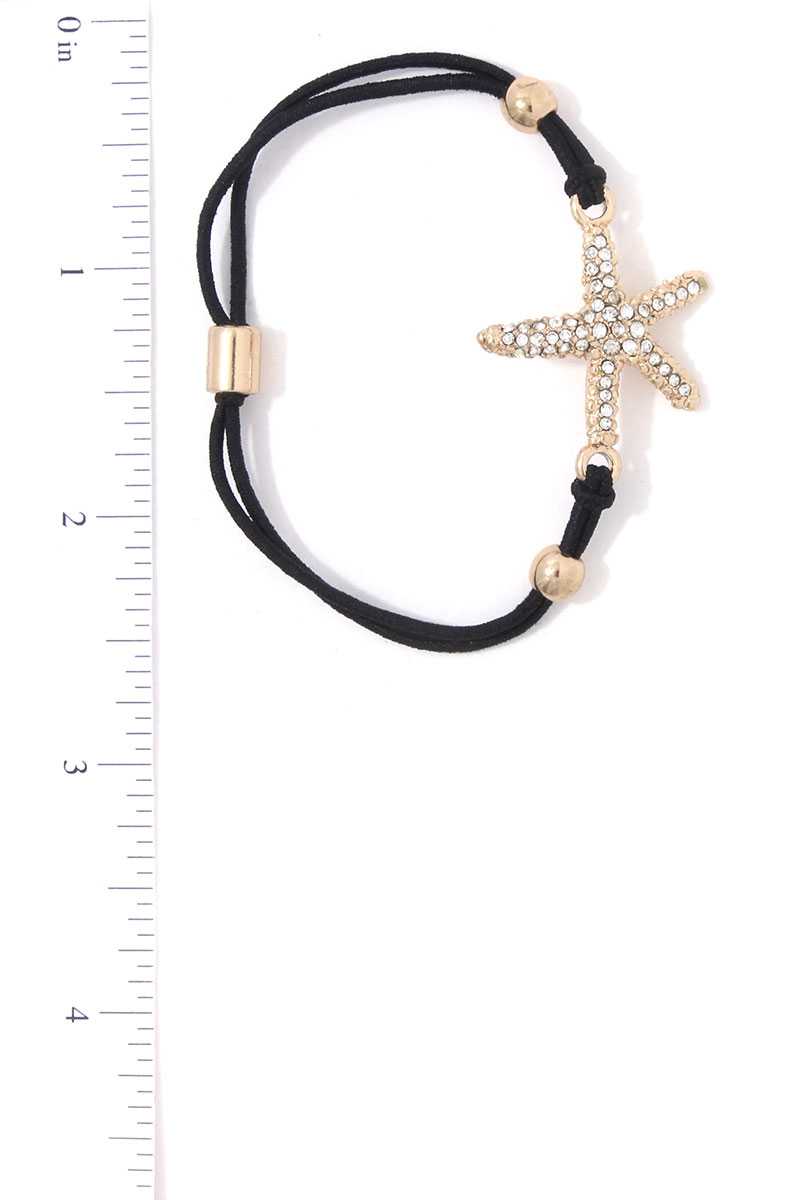 Rhinestone Starfish Suede Bracelet