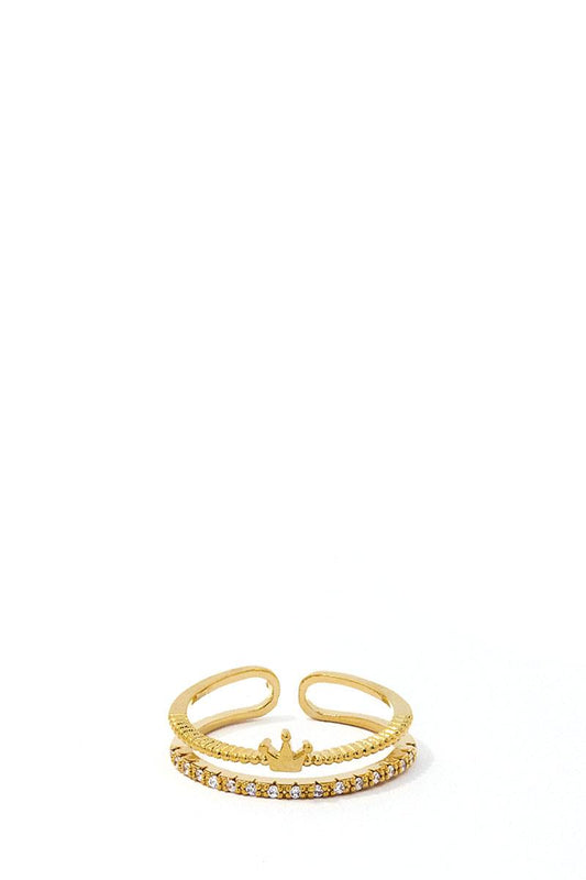 Modern Rhinestone Zirconia Crown Ring